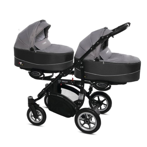 BabyActive wózek bliźniaczy Twinni 2w1 silver