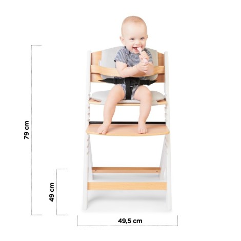 Kinderkraft krzesełko do karmienia Enock drewniane białe nogi